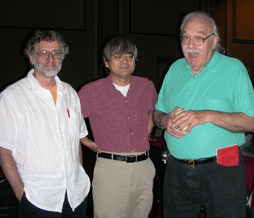Pflum (R) with fellow poets JL Kato (M) and Jeff Pearson (L)